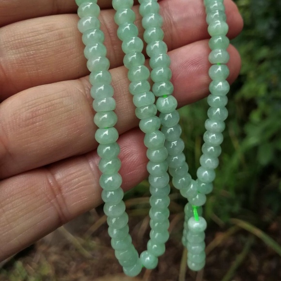 Certificated Natural Grade A Light Green Jadeite Jade Bean Necklace A0451 - Picture 5 of 13